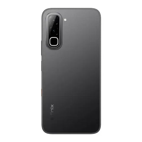 Back view of a gray smartphone with Motorola logo on a white background